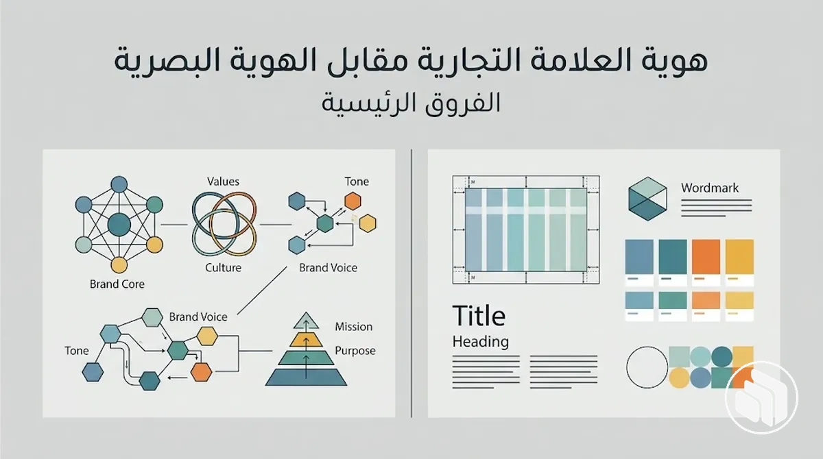 مقارنة جنبًا إلى جنب بين هوية العلامة التجارية والهوية البصرية