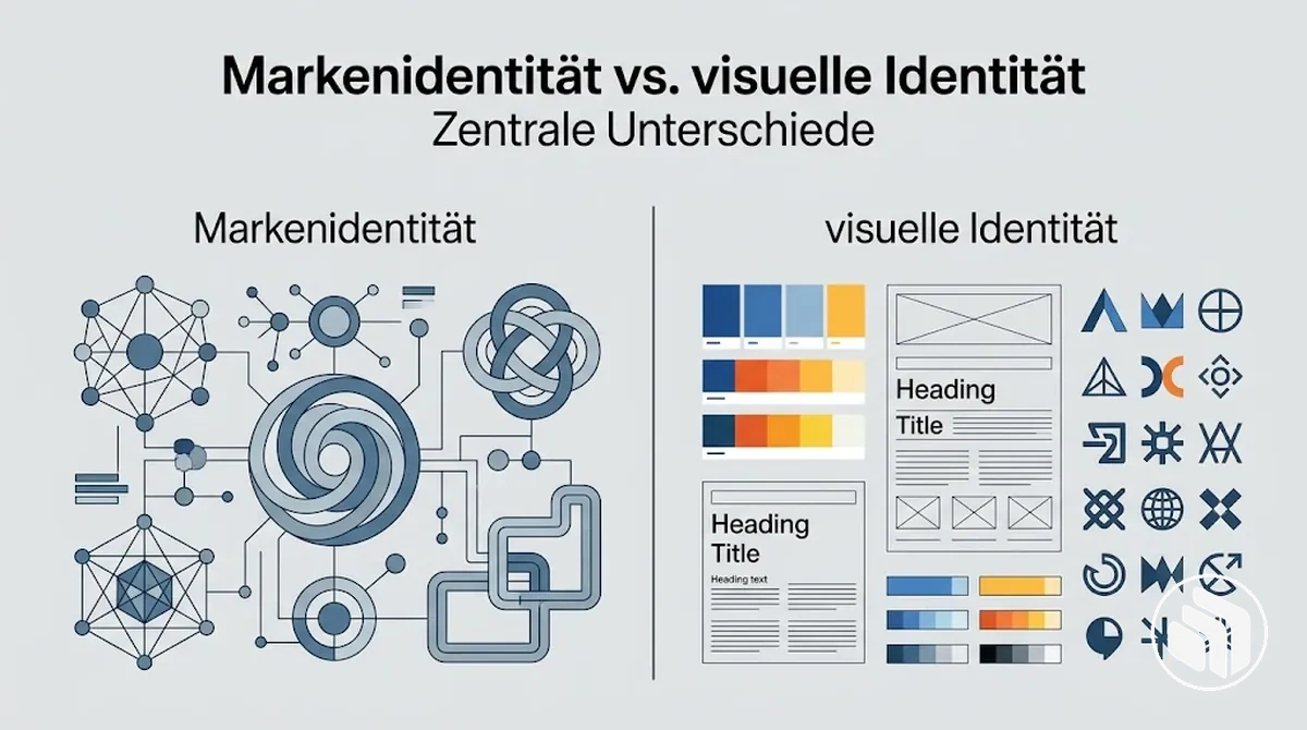 Direkter Vergleich von Markenidentität und visueller Identität