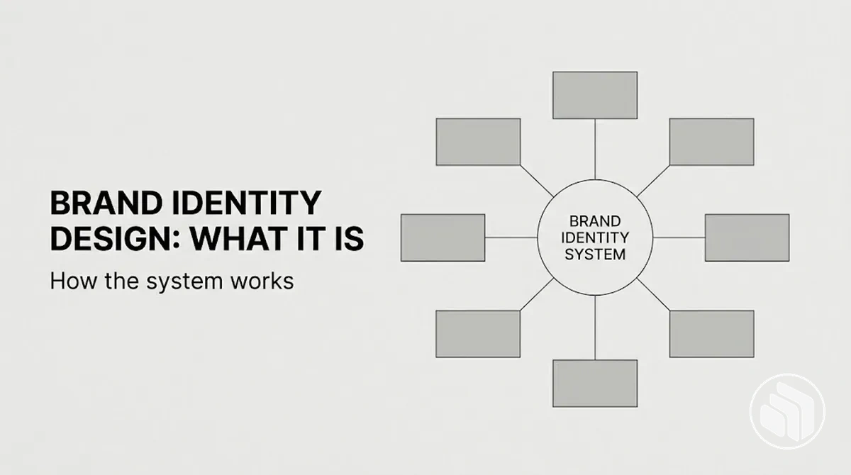 Diagram showing the main parts of a Brand Identity Design system