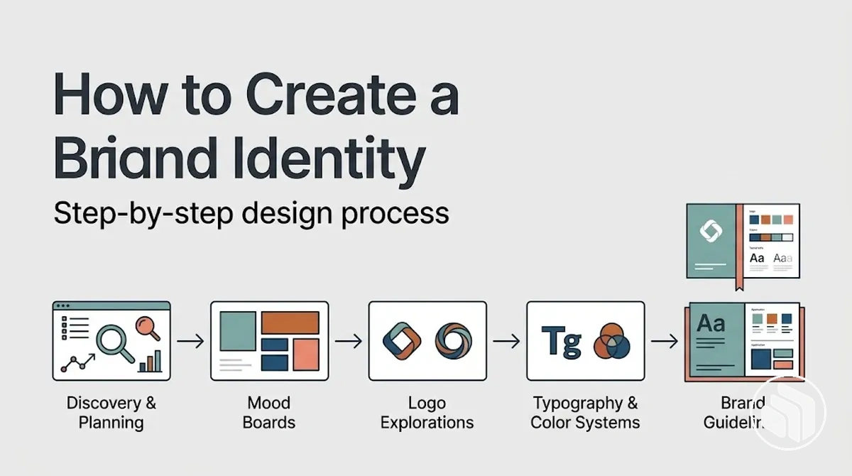 Step-by-step Brand Identity Design process from planning to guidelines