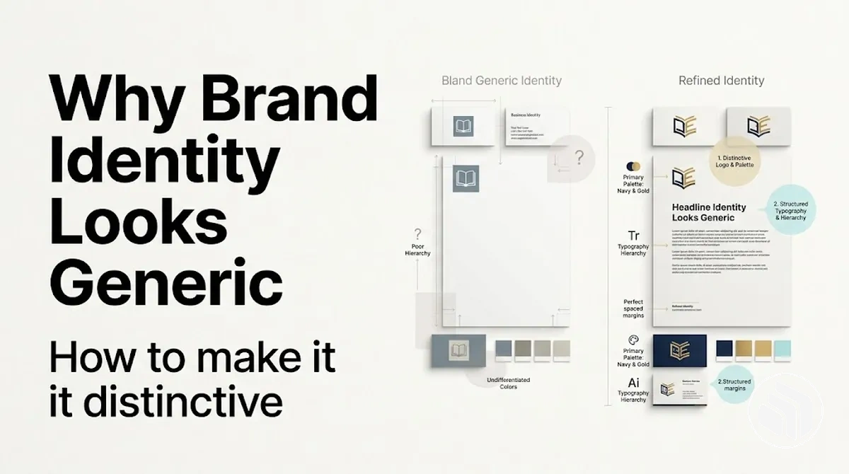 Comparison showing a generic brand identity and a more distinctive version