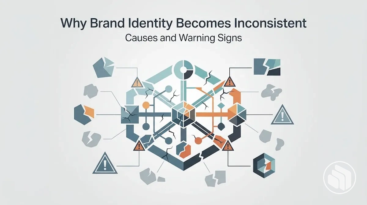 Diagram showing causes and warning signs of inconsistent brand identity