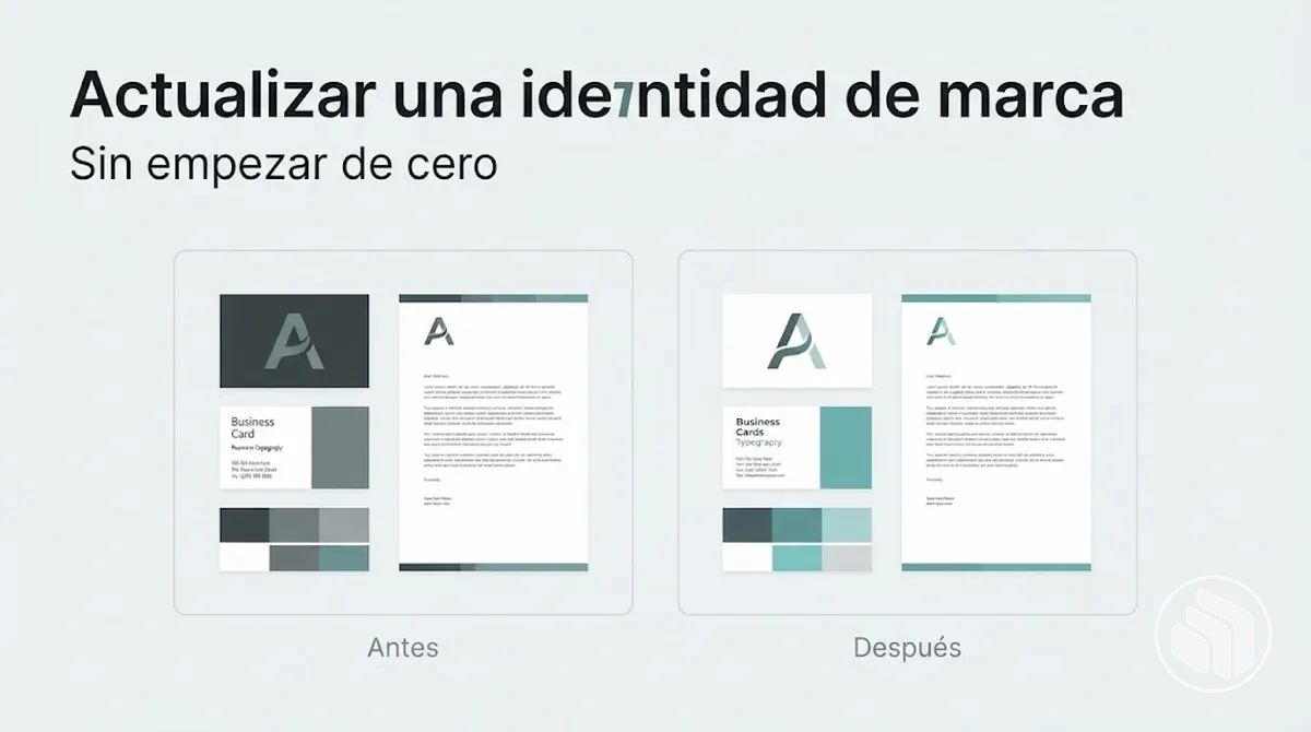 Ejemplo antes y después de una identidad de marca actualizada