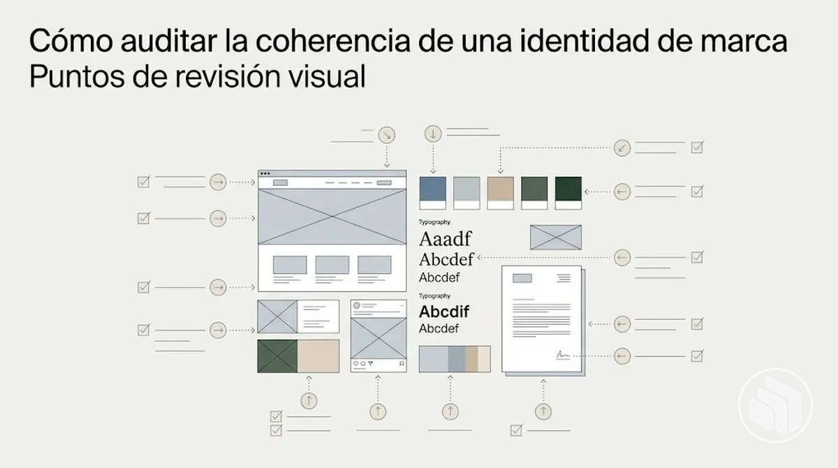 Auditoría de coherencia de identidad de marca con puntos de revisión visual