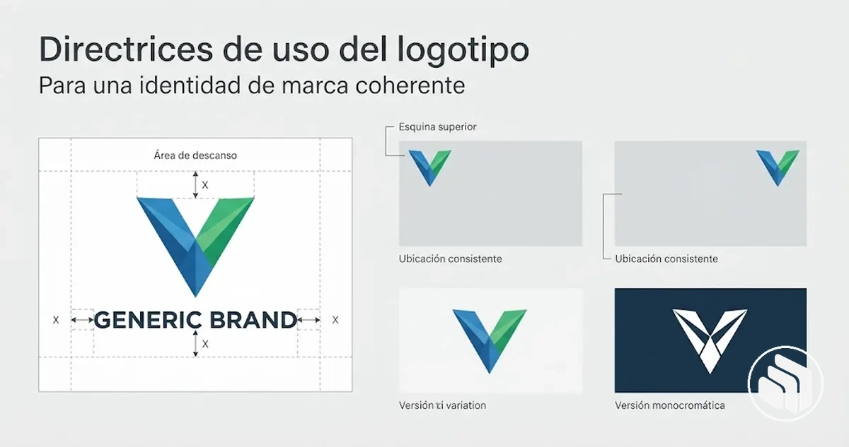 Ejemplos de uso del logotipo con espaciado, ubicación y variaciones
