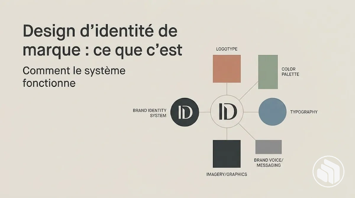 Schéma montrant les principaux éléments d’un système de design d’identité de marque
