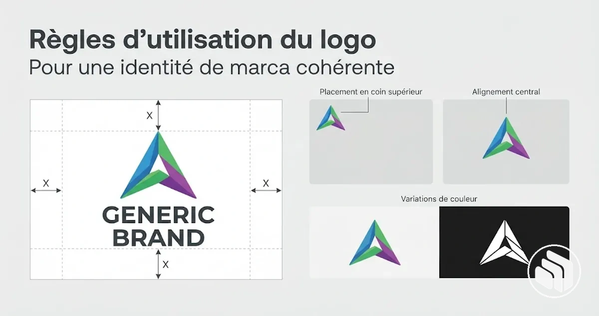 Exemples d’utilisation du logo montrant les espacements, le placement et les variantes