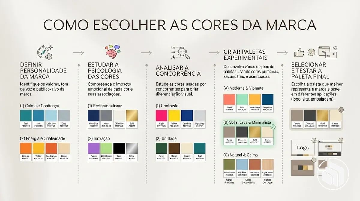 Exemplos de seleção de cores da marca para uma identidade visual