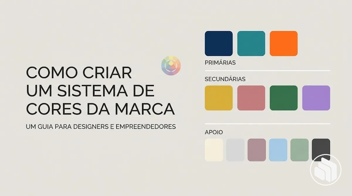 Sistema de cores da marca com cores principais, secundárias e de apoio